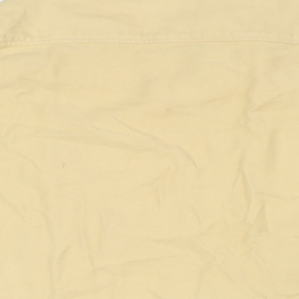 New Class Mens Yellow Cotton Button-Up Size L Collared Button