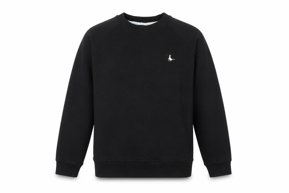 Front view of Jack Wills women’s black cotton pullover sweatshirt, size UK 6