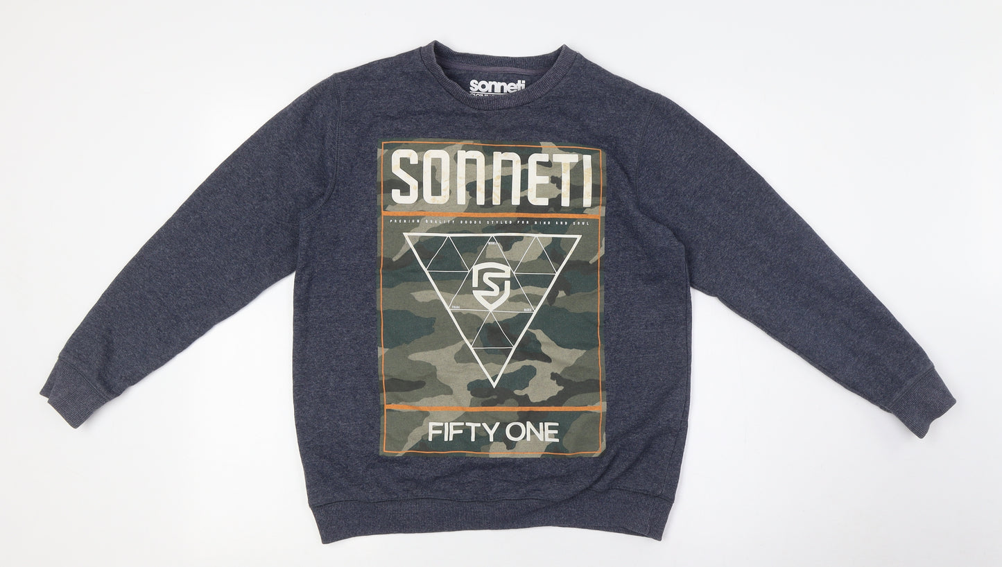 Sonneti Boys Grey Cotton Pullover Sweatshirt Size 12-13 Years