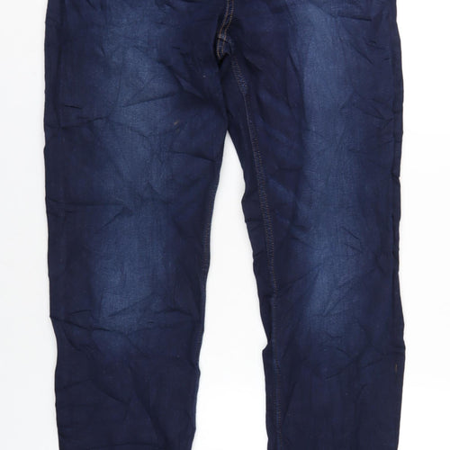 Marks and Spencer Womens Blue Cotton Straight Jeans Size 16 L32 in Regular Zip