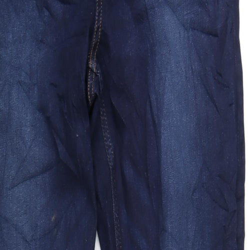 Marks and Spencer Womens Blue Cotton Straight Jeans Size 16 L32 in Regular Zip