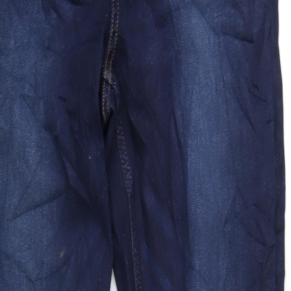 Marks and Spencer Womens Blue Cotton Straight Jeans Size 16 L32 in Regular Zip