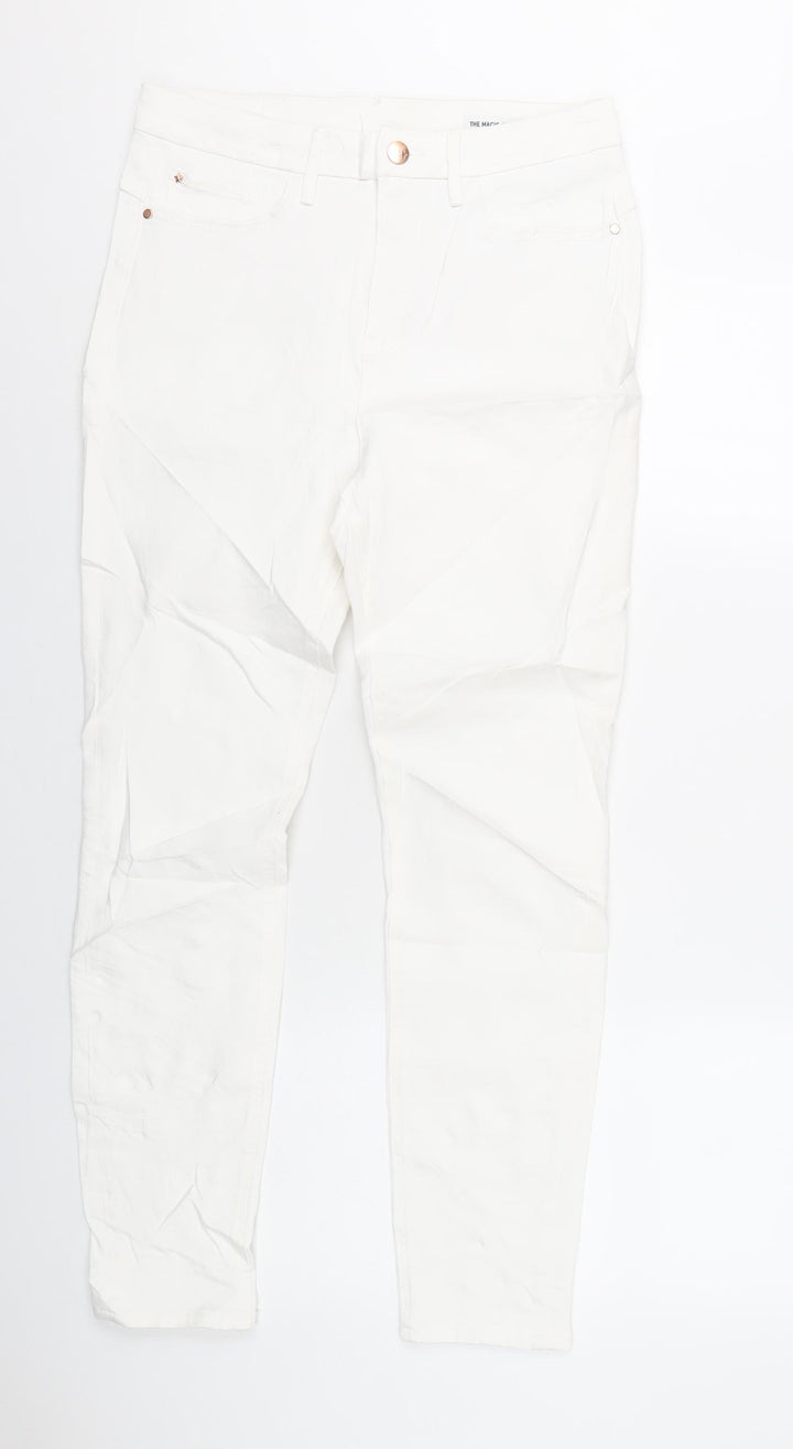 Marks and Spencer Womens White Cotton Skinny Jeans Size 12 L28 in Regular Zip