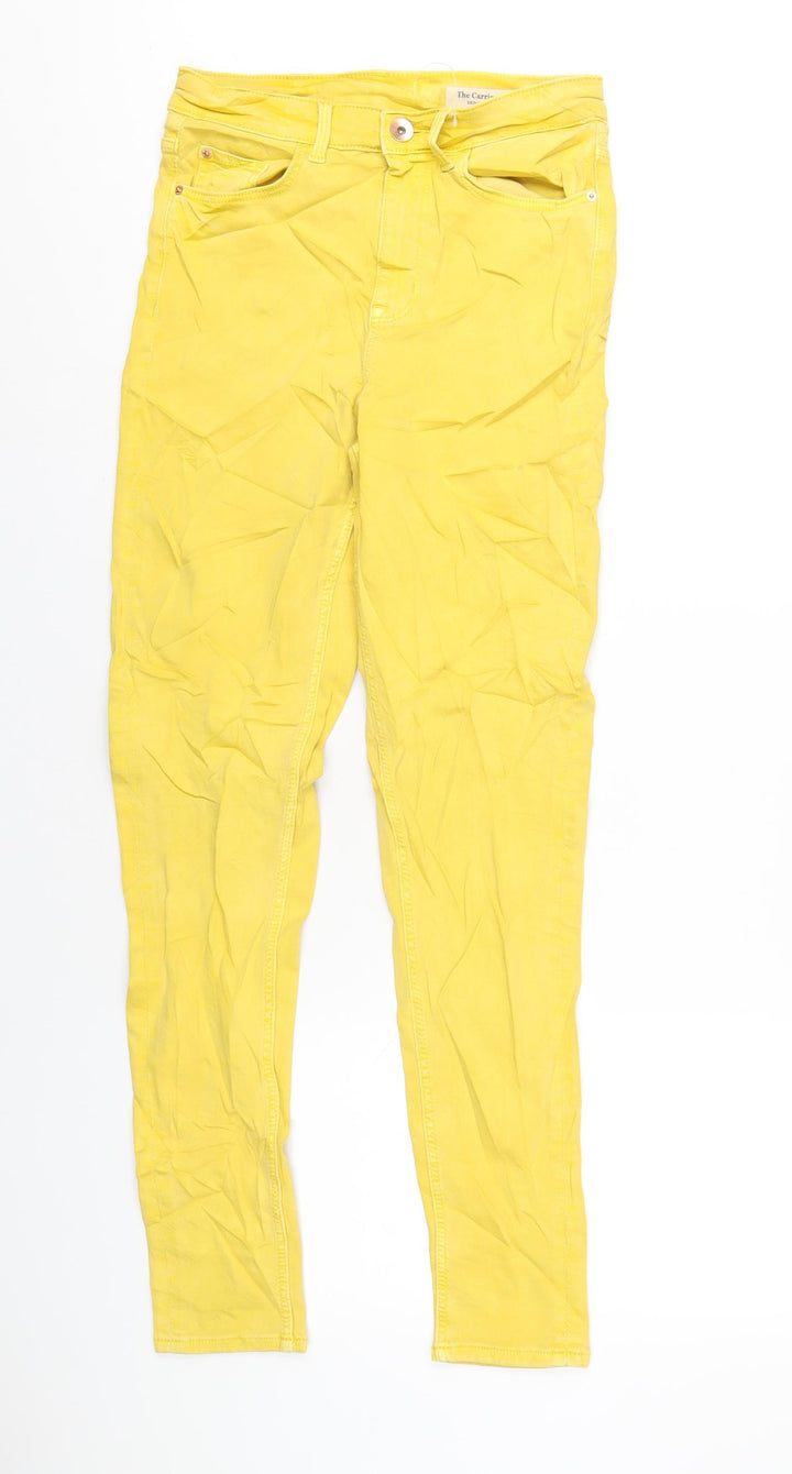 Marks and Spencer Womens Yellow Cotton Skinny Jeans Size 8 L30 in Regular Zip