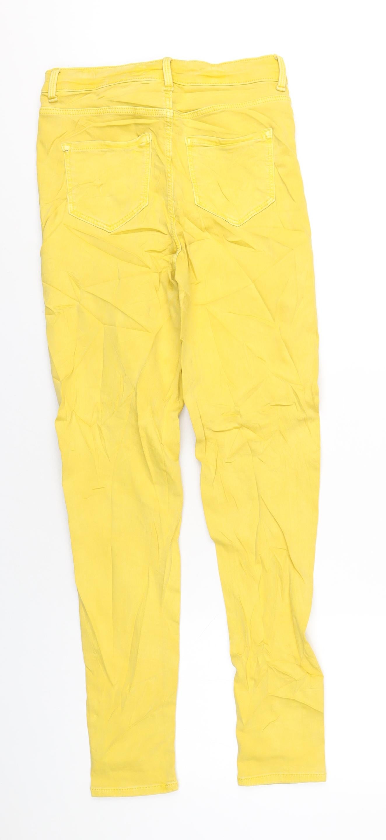 Marks and Spencer Womens Yellow Cotton Skinny Jeans Size 8 L30 in Regular Zip