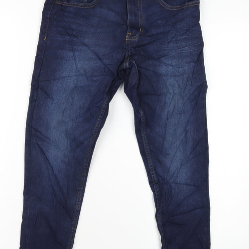 Marks and Spencer Womens Blue Cotton Skinny Jeans Size 8 L26 in Regular Zip