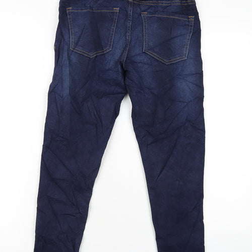 Marks and Spencer Womens Blue Cotton Skinny Jeans Size 8 L26 in Regular Zip