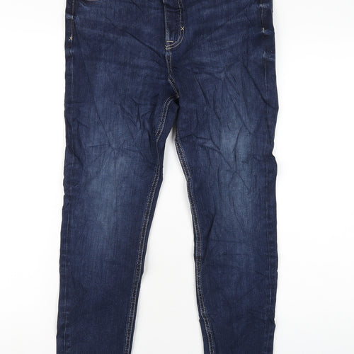 Marks and Spencer Womens Blue Cotton Skinny Jeans Size 10 L27 in Regular Zip