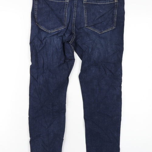 Marks and Spencer Womens Blue Cotton Skinny Jeans Size 10 L27 in Regular Zip