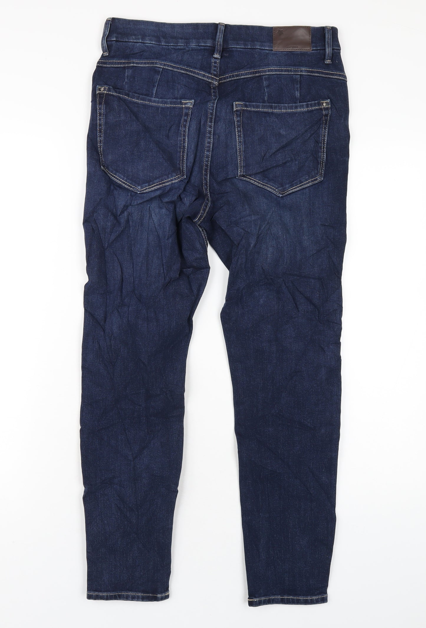 Marks and Spencer Womens Blue Cotton Skinny Jeans Size 10 L27 in Regular Zip