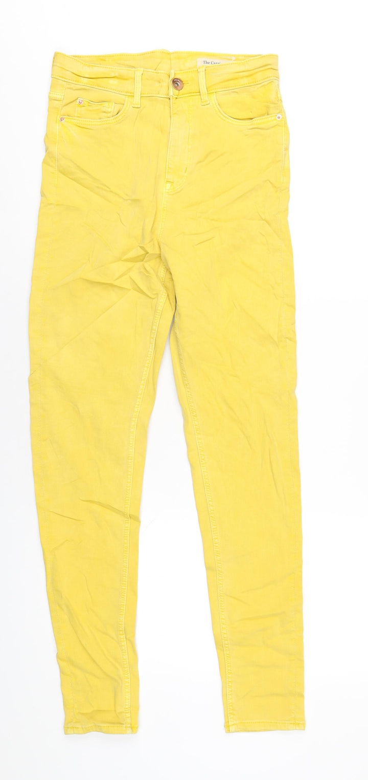 Marks and Spencer Womens Yellow Cotton Skinny Jeans Size 8 L30 in Regular Zip