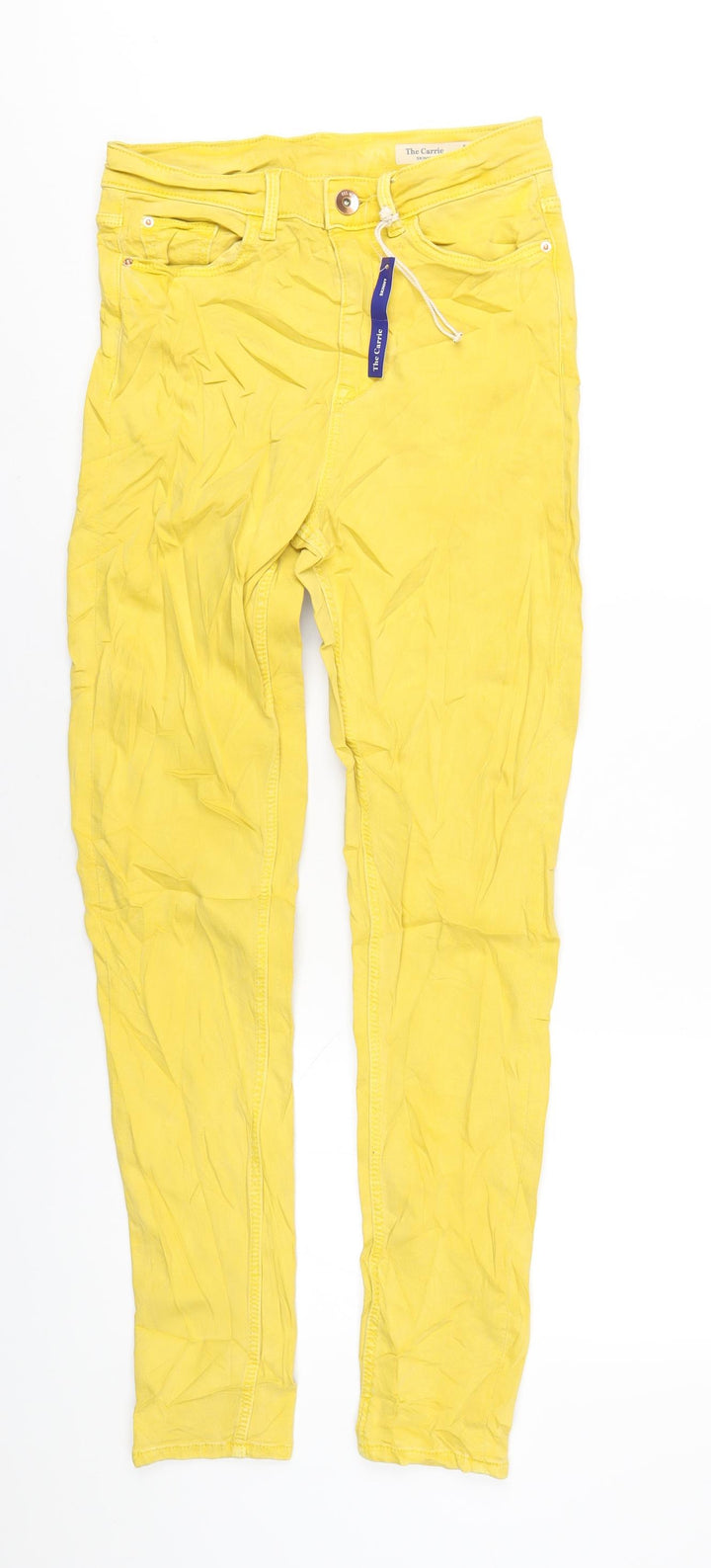 Marks and Spencer Womens Yellow Cotton Skinny Jeans Size 8 L29 in Regular Zip