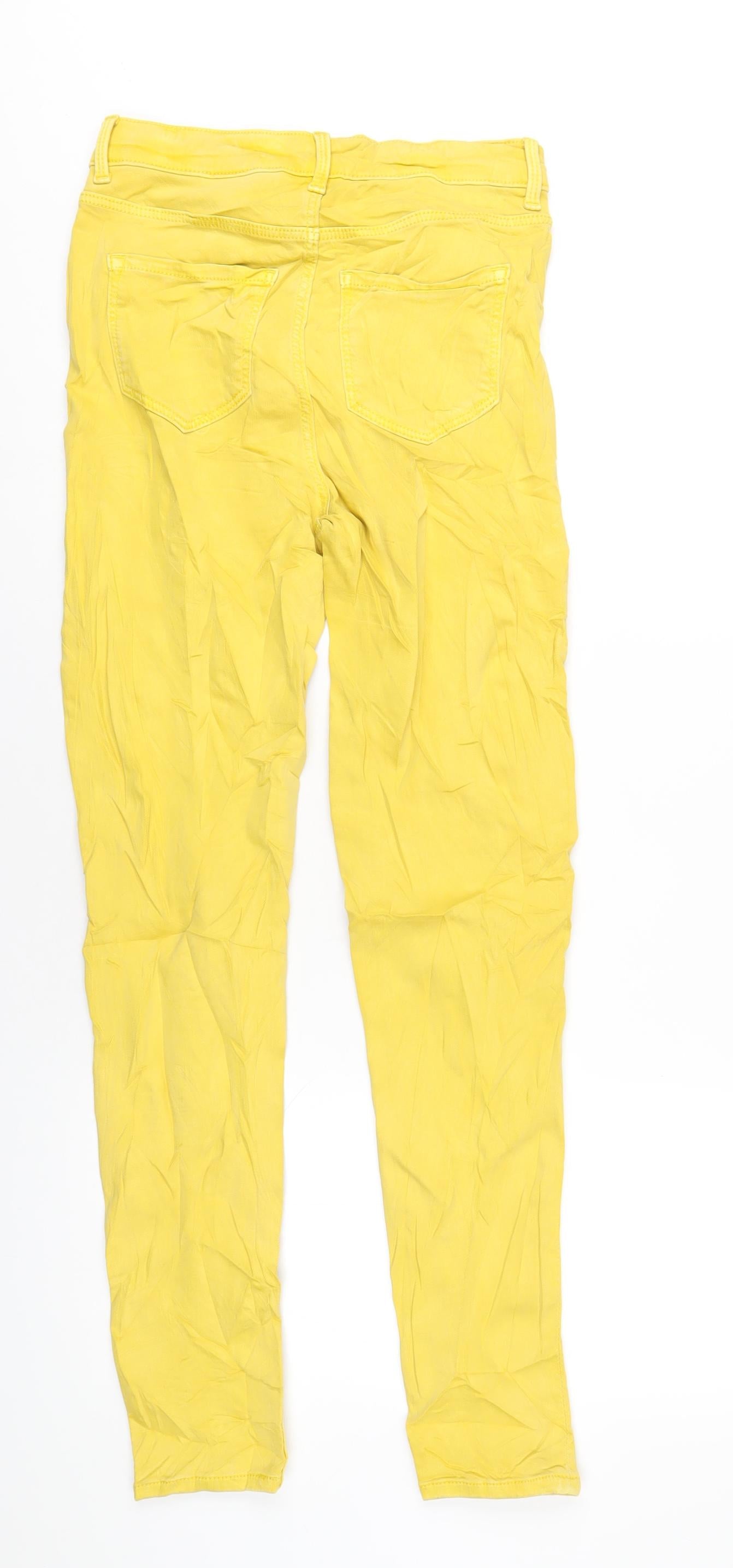 Marks and Spencer Womens Yellow Cotton Skinny Jeans Size 8 L29 in Regular Zip