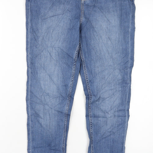 Marks and Spencer Womens Blue Cotton Skinny Jeans Size 12 L29 in Regular Zip
