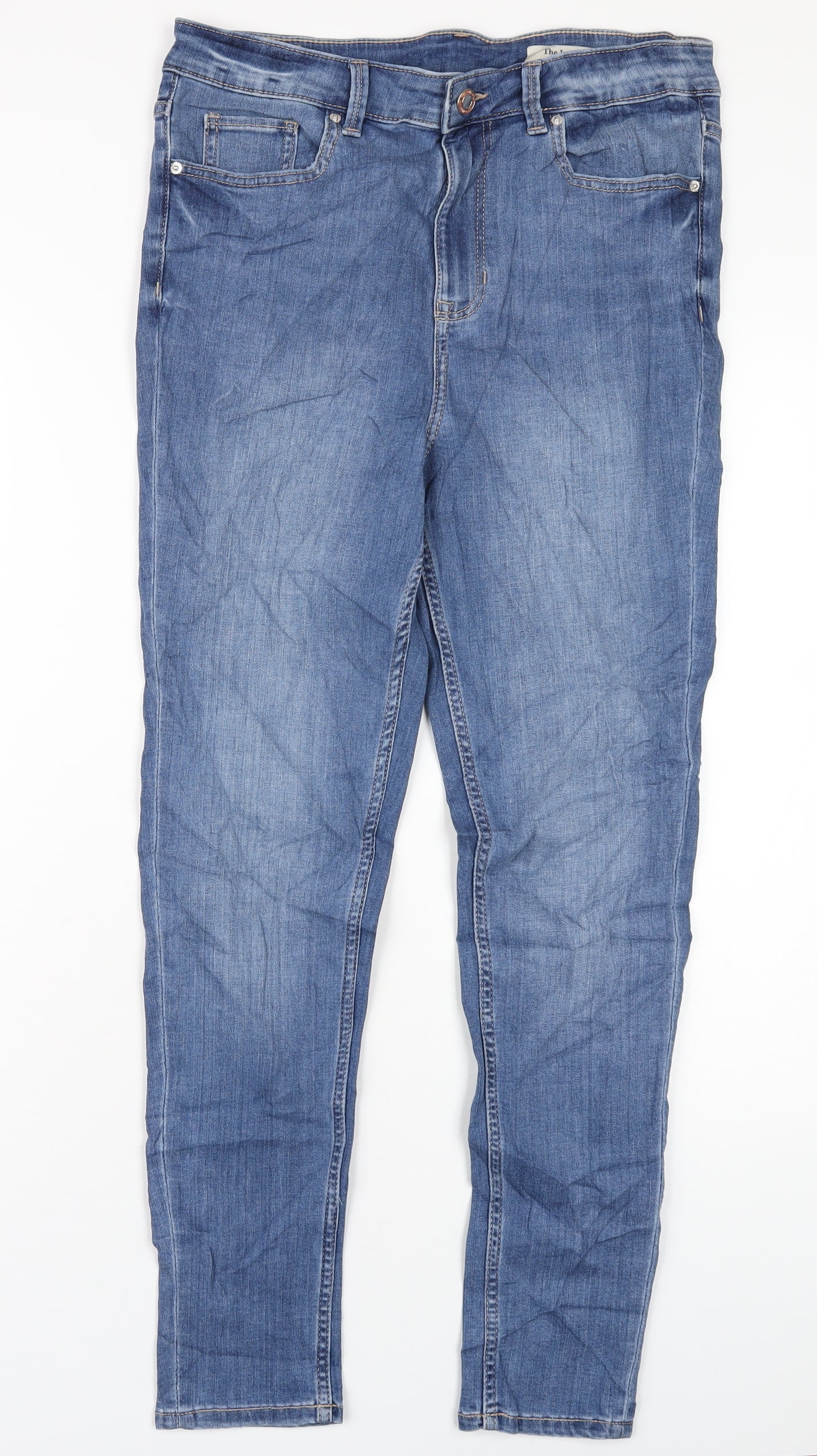 Marks and Spencer Womens Blue Cotton Skinny Jeans Size 12 L29 in Regular Zip
