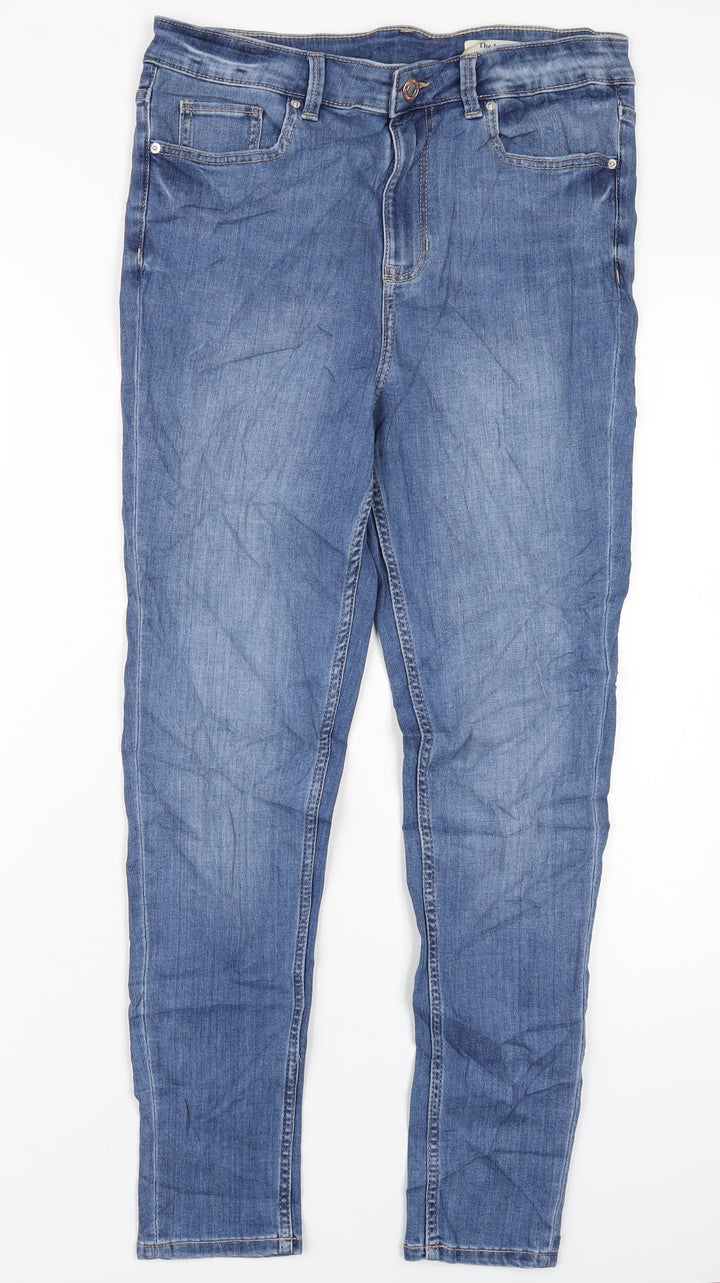 Marks and Spencer Womens Blue Cotton Skinny Jeans Size 12 L29 in Regular Zip