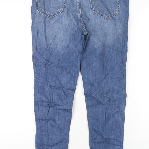 Marks and Spencer Womens Blue Cotton Skinny Jeans Size 12 L29 in Regular Zip