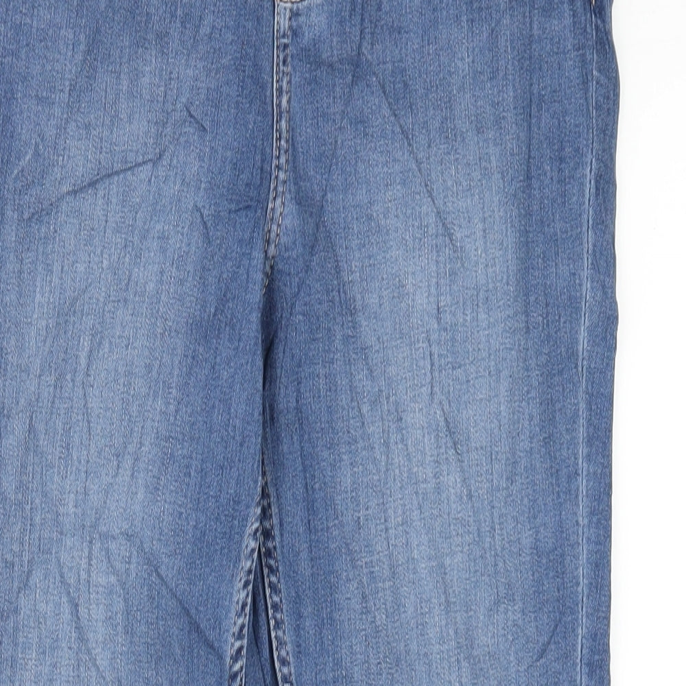 Marks and Spencer Womens Blue Cotton Skinny Jeans Size 12 L29 in Regular Zip