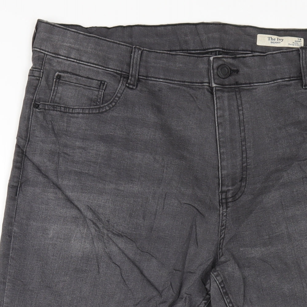Marks and Spencer Womens Grey Cotton Skinny Jeans Size 18 L27 in Regular Zip