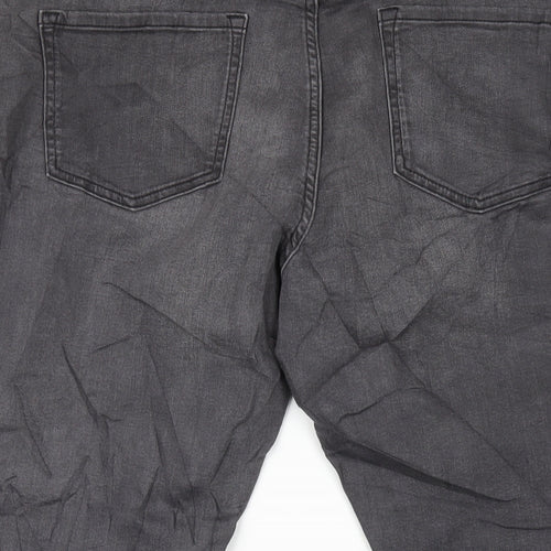 Marks and Spencer Womens Grey Cotton Skinny Jeans Size 18 L27 in Regular Zip
