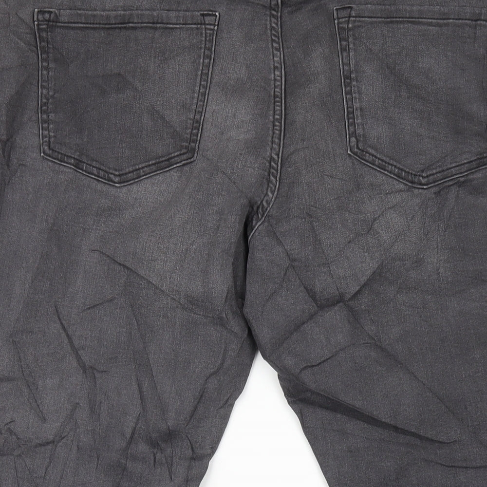 Marks and Spencer Womens Grey Cotton Skinny Jeans Size 18 L27 in Regular Zip