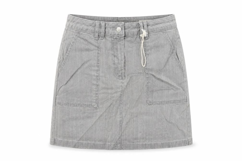 Marks and Spencer Womens Grey Cotton A-Line Skirt Size 10 Zip