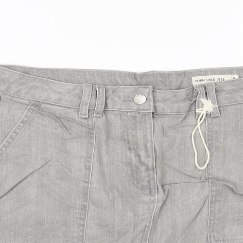 Marks and Spencer Womens Grey Cotton A-Line Skirt Size 10 Zip