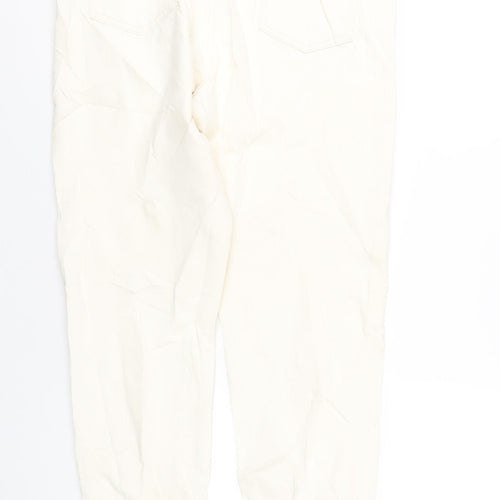 Marks and Spencer Womens Ivory Cotton Skinny Jeans Size 16 L32 in Regular Zip