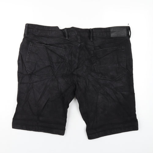 Marks and Spencer Mens Black Cotton Bermuda Shorts Size 42 in L11 in Regular Zip