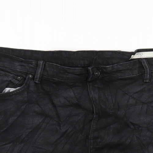 Marks and Spencer Mens Black Cotton Bermuda Shorts Size 42 in L11 in Regular Zip