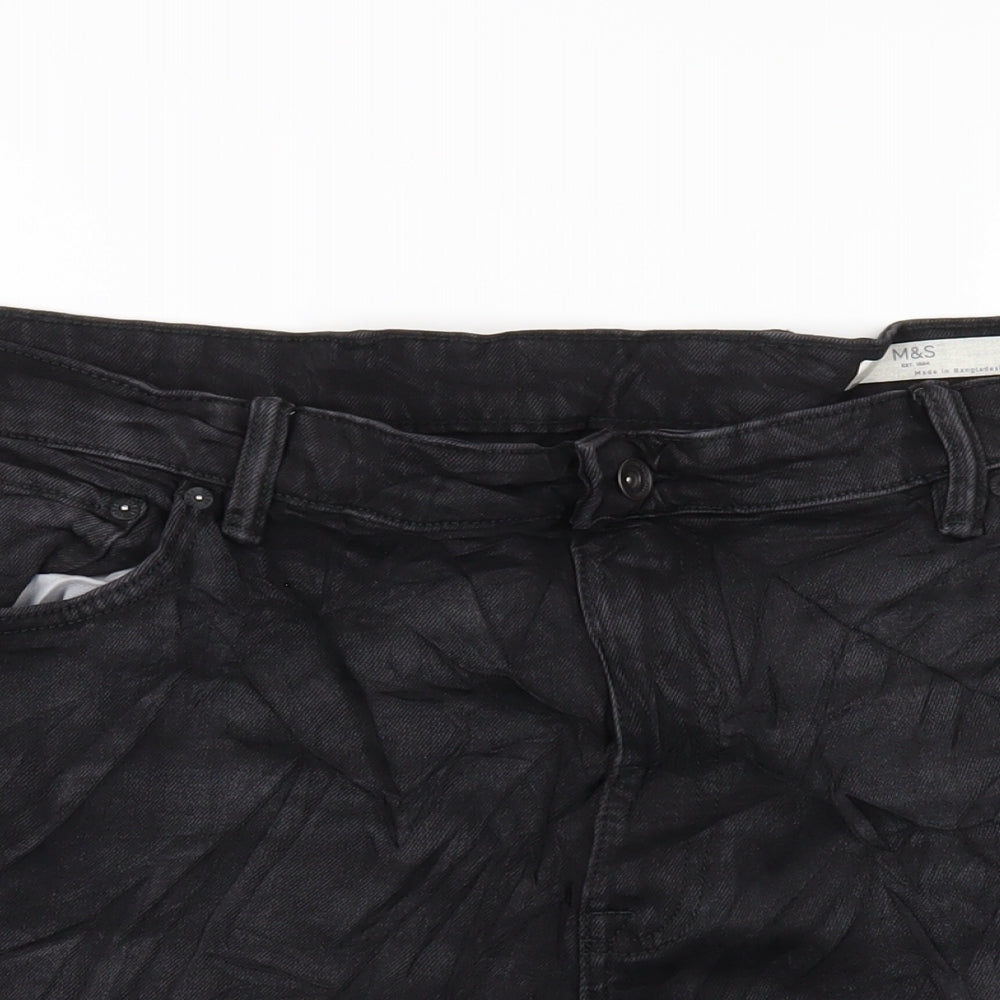 Marks and Spencer Mens Black Cotton Bermuda Shorts Size 42 in L11 in Regular Zip