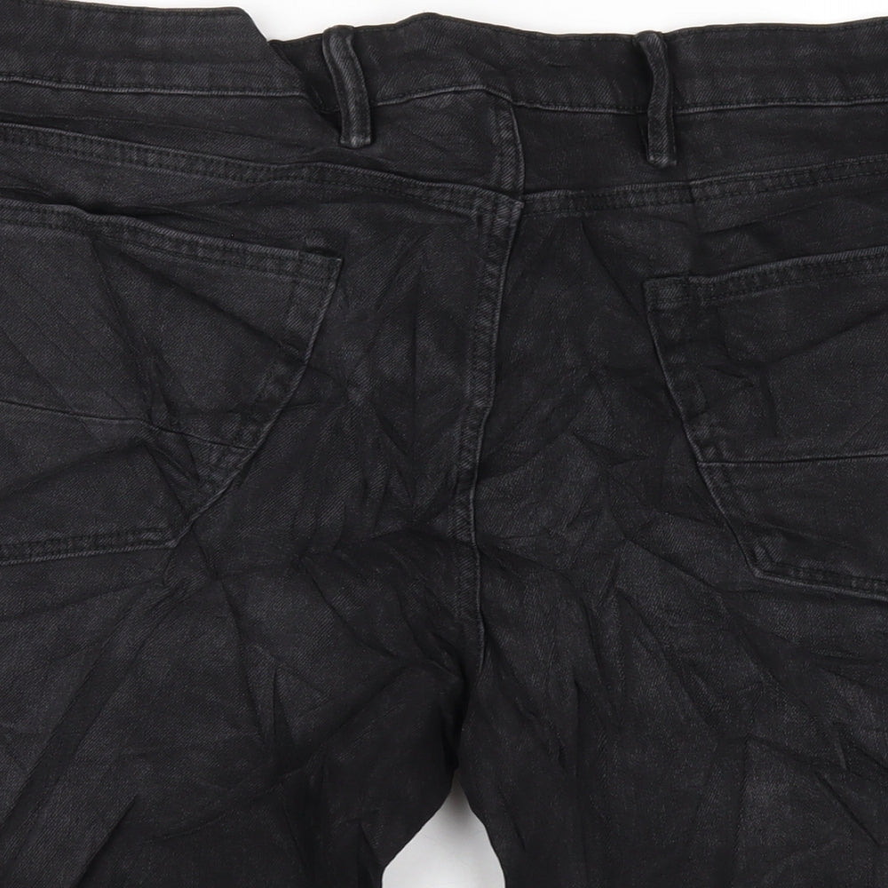 Marks and Spencer Mens Black Cotton Bermuda Shorts Size 42 in L11 in Regular Zip