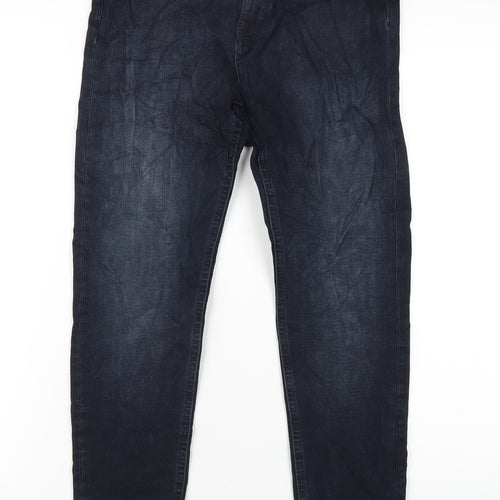 Marks and Spencer Womens Blue Cotton Skinny Jeans Size 8 L29 in Regular Zip