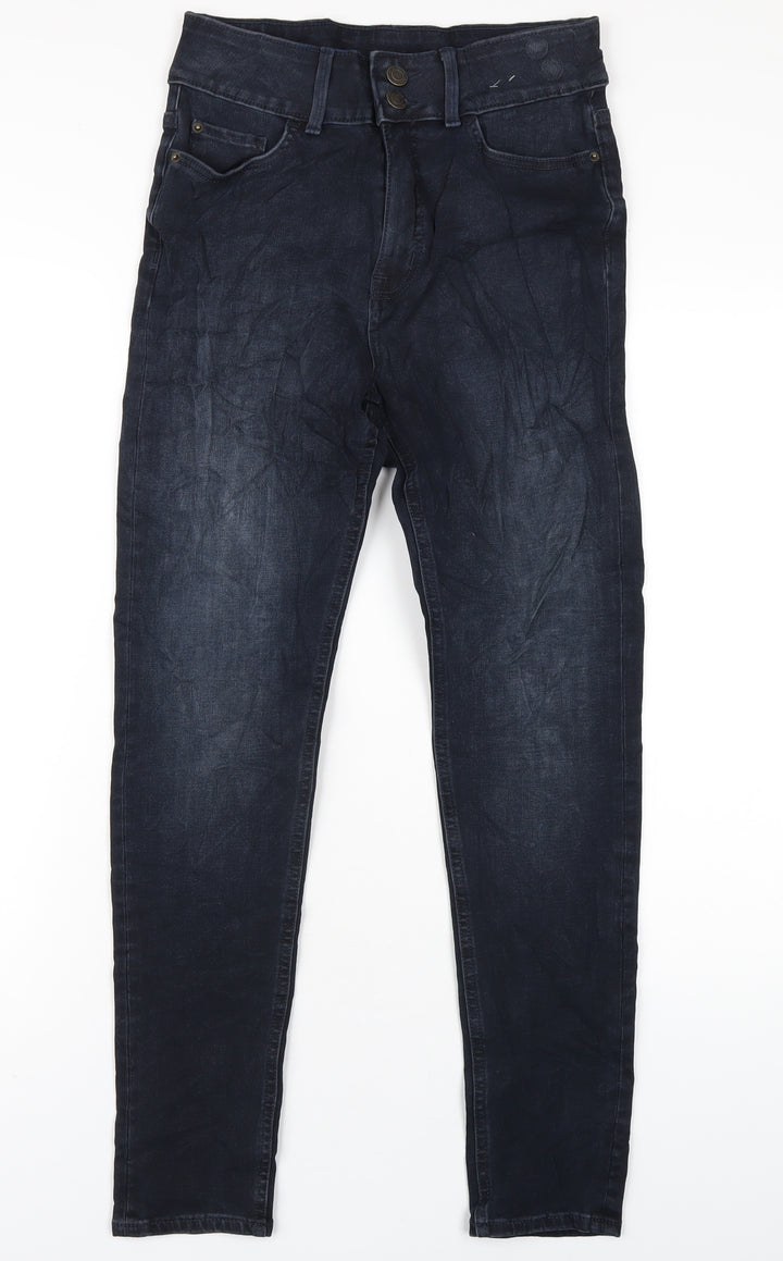 Marks and Spencer Womens Blue Cotton Skinny Jeans Size 8 L29 in Regular Zip