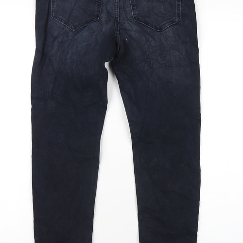 Marks and Spencer Womens Blue Cotton Skinny Jeans Size 8 L29 in Regular Zip