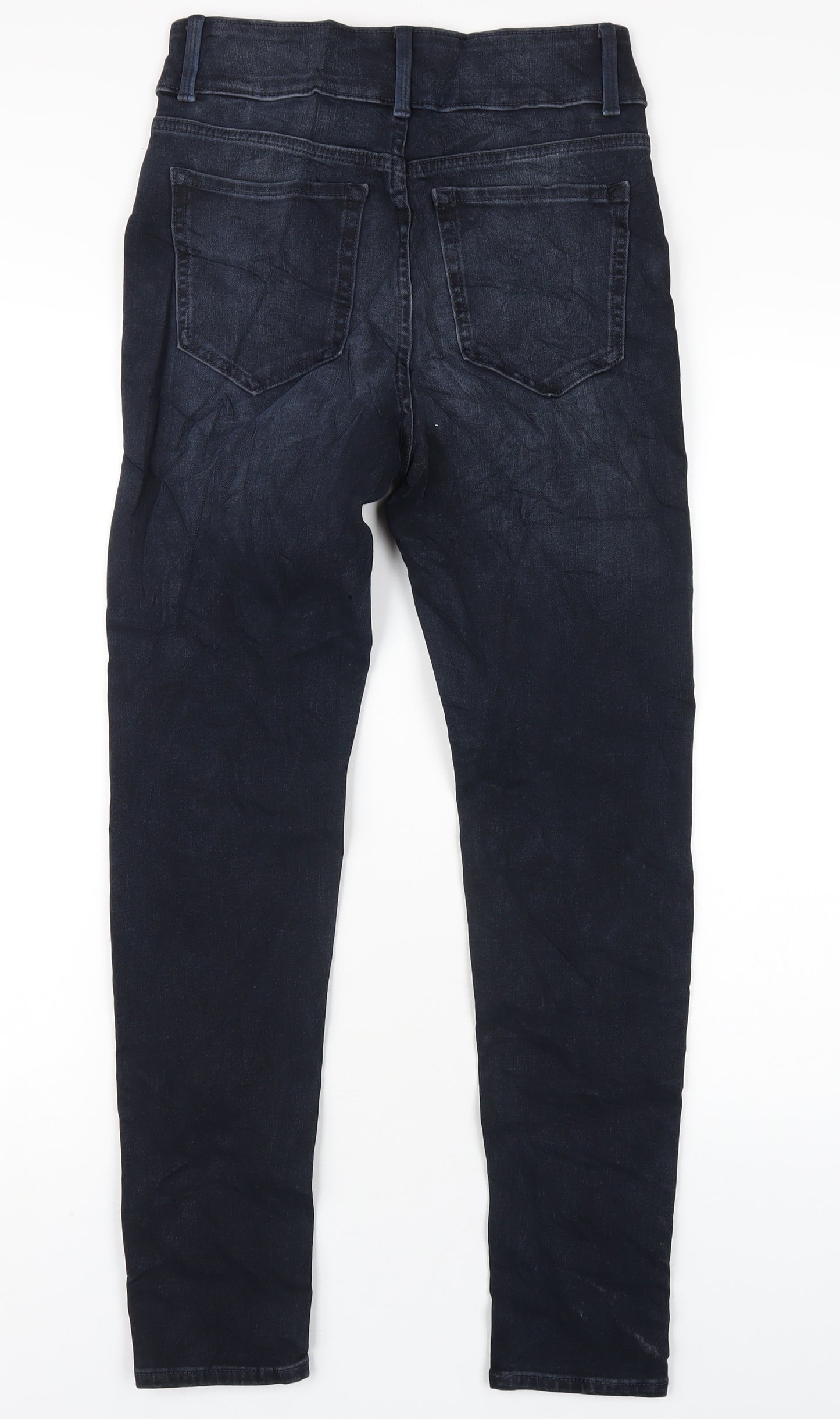 Marks and Spencer Womens Blue Cotton Skinny Jeans Size 8 L29 in Regular Zip