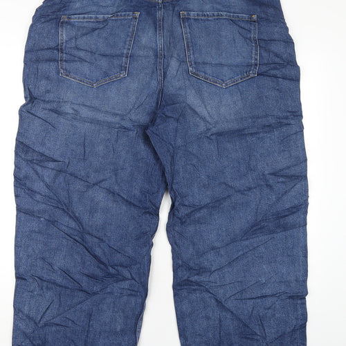 Marks and Spencer Womens Blue Cotton Wide-Leg Jeans Size 20 L27 in Regular Zip
