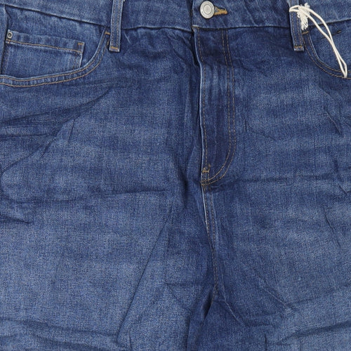 Marks and Spencer Womens Blue Cotton Wide-Leg Jeans Size 20 L27 in Regular Zip