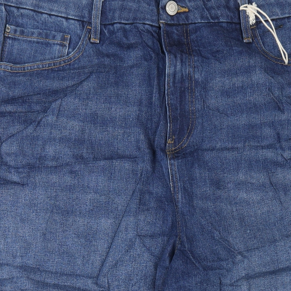 Marks and Spencer Womens Blue Cotton Wide-Leg Jeans Size 20 L27 in Regular Zip