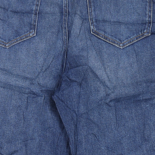 Marks and Spencer Womens Blue Cotton Wide-Leg Jeans Size 20 L27 in Regular Zip
