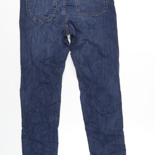 Marks and Spencer Womens Blue Cotton Skinny Jeans Size 10 L30 in Regular Zip