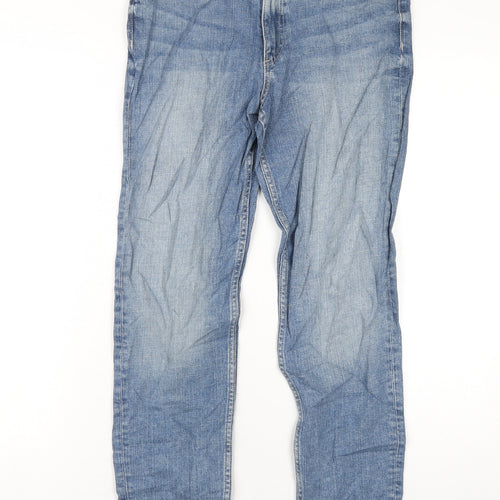 Marks and Spencer Womens Blue Cotton Straight Jeans Size 8 L29 in Regular Zip