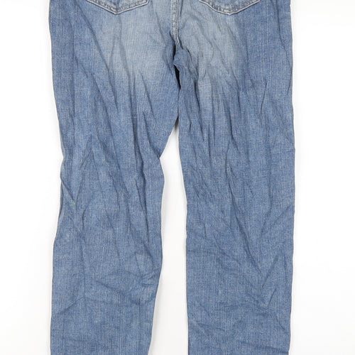 Marks and Spencer Womens Blue Cotton Straight Jeans Size 8 L29 in Regular Zip