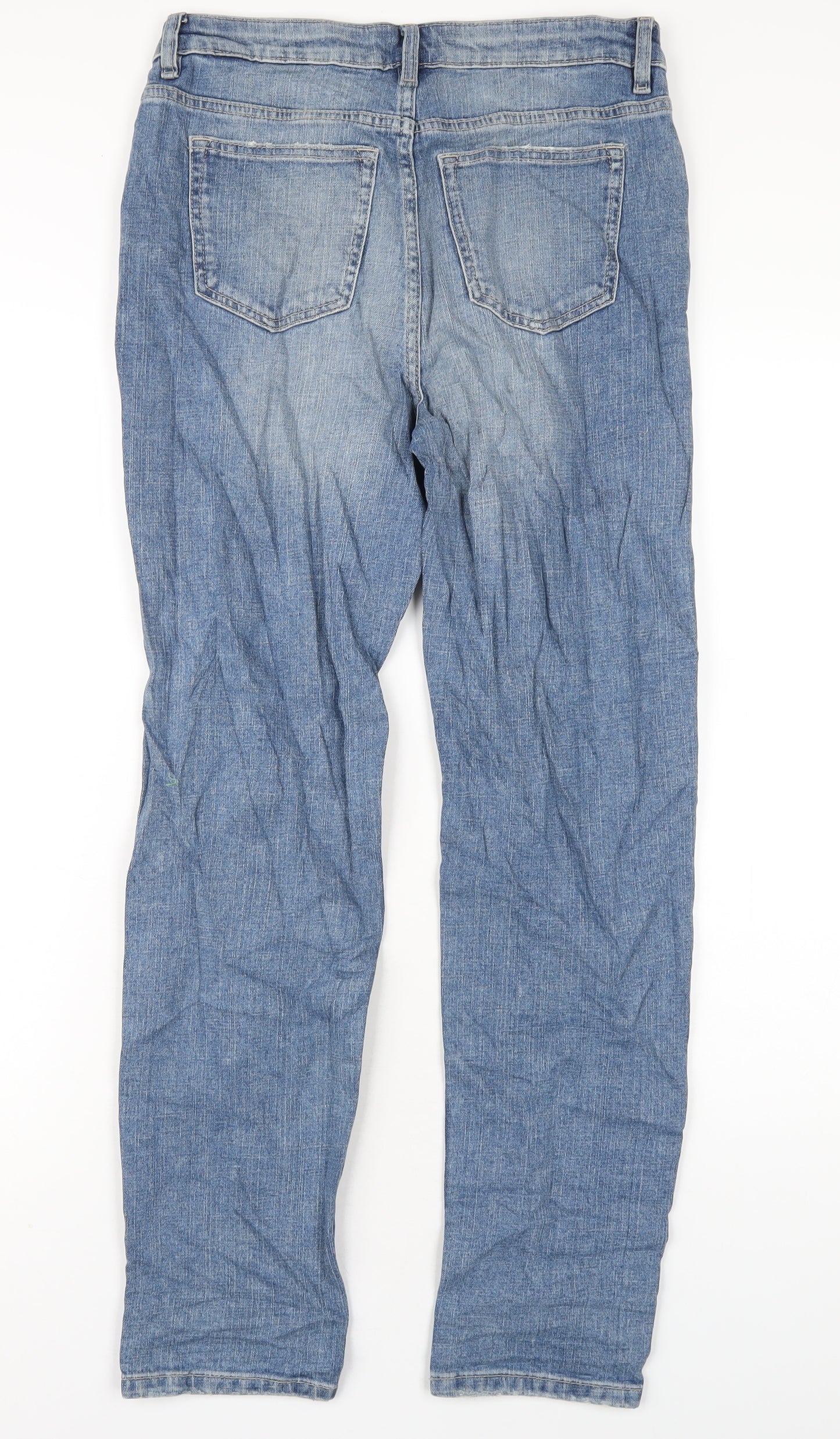 Marks and Spencer Womens Blue Cotton Straight Jeans Size 8 L29 in Regular Zip