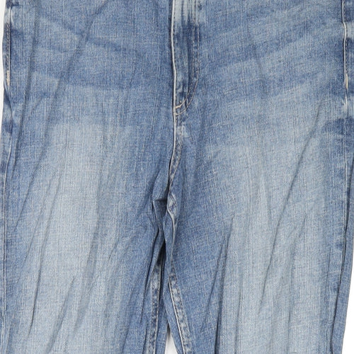 Marks and Spencer Womens Blue Cotton Straight Jeans Size 8 L29 in Regular Zip