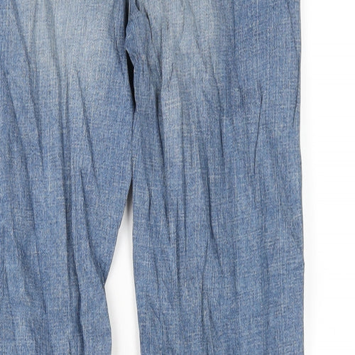 Marks and Spencer Womens Blue Cotton Straight Jeans Size 8 L29 in Regular Zip