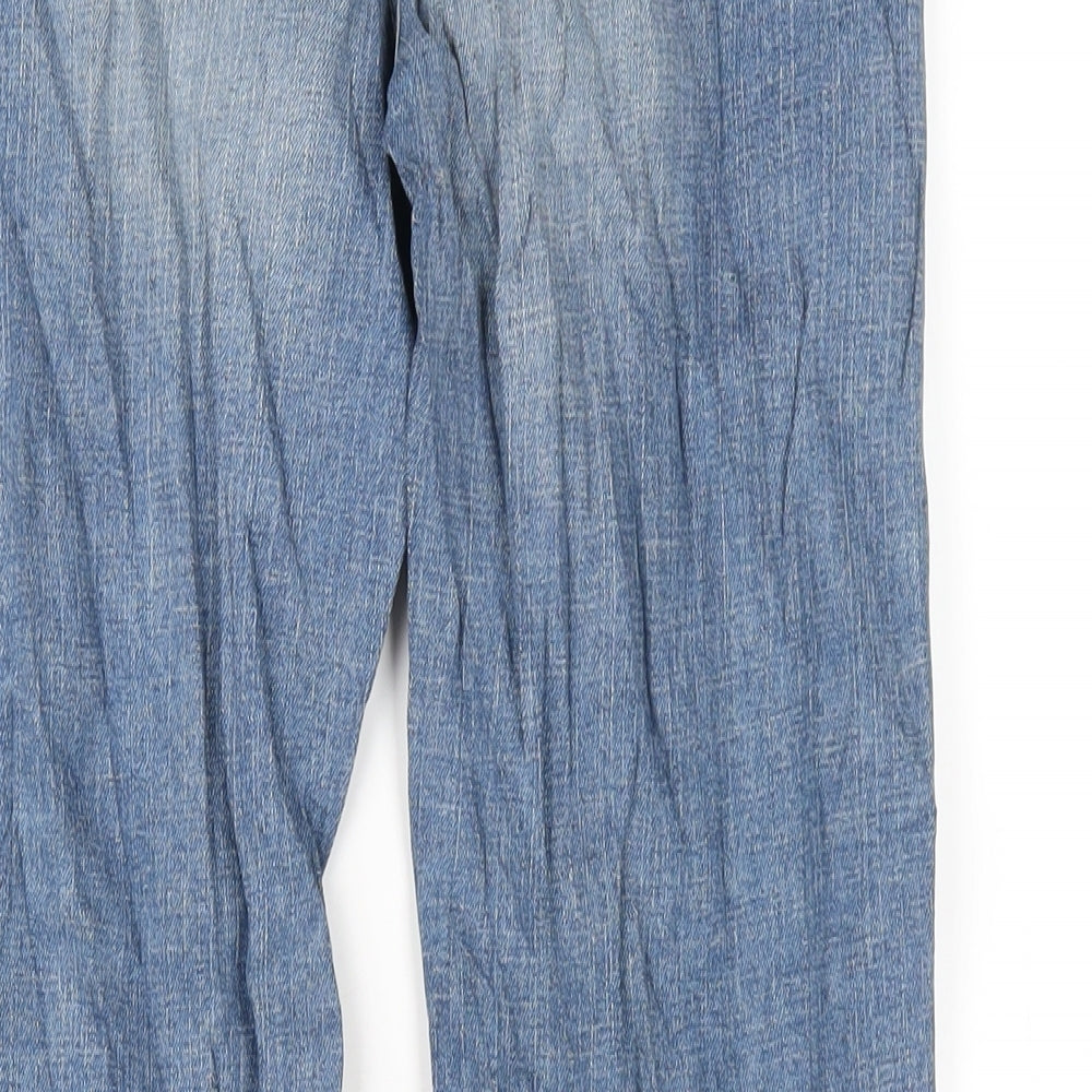 Marks and Spencer Womens Blue Cotton Straight Jeans Size 8 L29 in Regular Zip