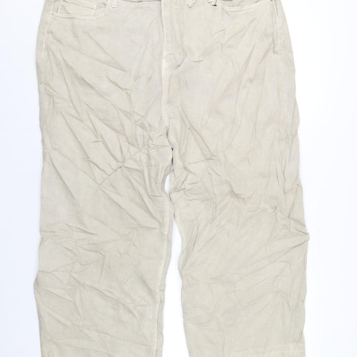 Marks and Spencer Womens Beige Cotton Wide-Leg Jeans Size 22 L26 in Regular Zip