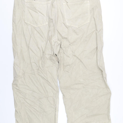 Marks and Spencer Womens Beige Cotton Wide-Leg Jeans Size 22 L26 in Regular Zip