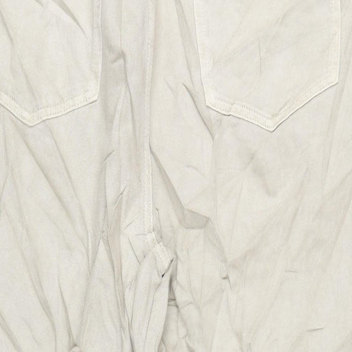 Marks and Spencer Womens Beige Cotton Wide-Leg Jeans Size 22 L26 in Regular Zip